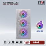  Thùng máy VSP Gaming Mid Tower B709 - White + 4Fans Led 