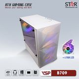  Thùng máy VSP Gaming Mid Tower B709 - White + 4Fans Led 