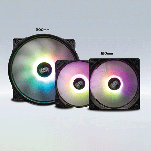  Quạt tản nhiệt PC VSP V2020 | Kit 3 fan (1 fan 20cm và 2 fan 12cm) 200mm, RGB, Đen 