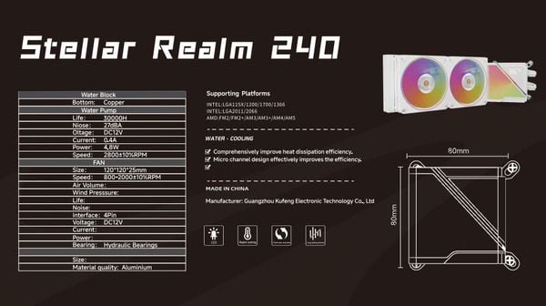  Tản nhiệt nước Leopard Stellar RealM 240 ARGB Digital 