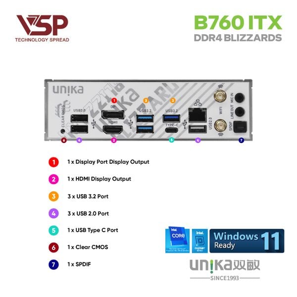  Mainboard Unika Blizzards B760M ITX DDR4 (PN UNIKA25161416) 