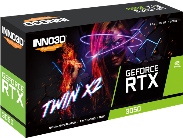  Card màn hình NVIDIA GeForce RTX 3050 Inno3D Twin X2 | 8GB GDDR6, 2560 CUDA, 450W 