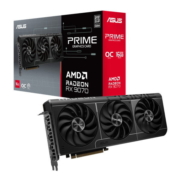 Card màn hình AMD Radeon RX 9070 XT ASUS RX 9070 Prime OC | 16GB GDDR6, 5384 SP, 650W 