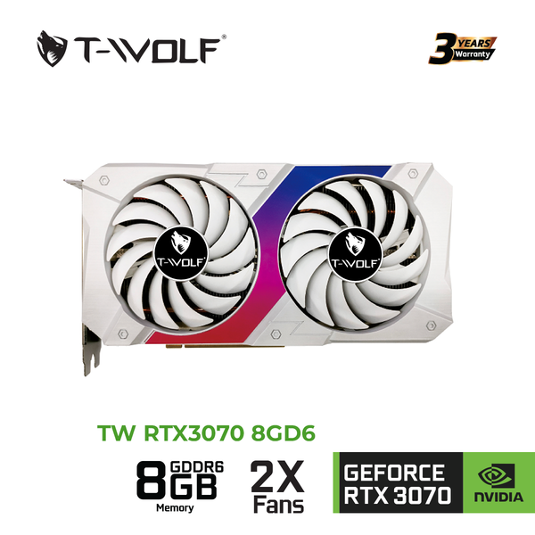  Card màn hình NVIDIA GeForce RTX 3070 T-Wolf White | 8GB GDDR6, 5888 CUDA, 650W 