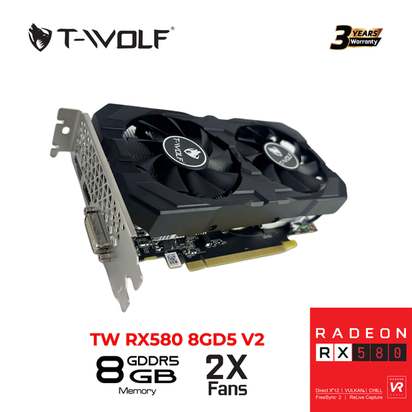  Card màn hình AMD Radeon RX 580 T-WOLF | 8GB GDDR5, 2304 SP, 500W 