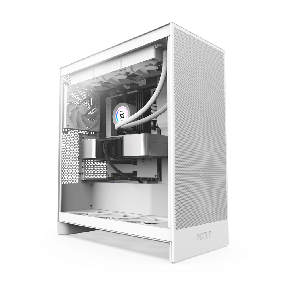 Thùng máy NZXT H7 Flow 2024 - White | kèm sẵn 3 fan F120Q (CM-H72FW-01)