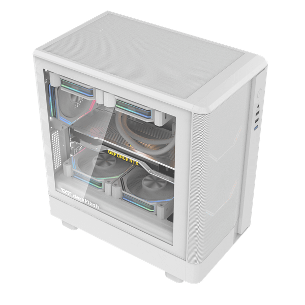  Thùng máy Case DarkFlash DB330M M-ATX | Mặt lưới, trắng 