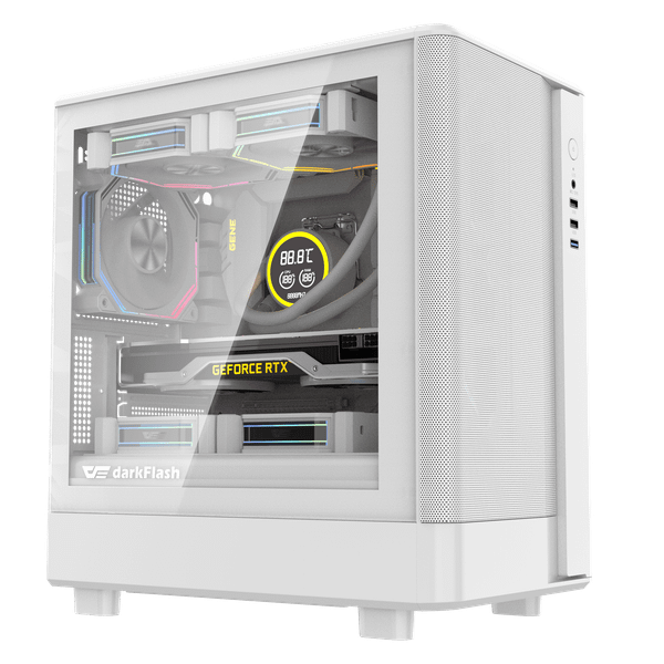  Thùng máy Case DarkFlash DB330M M-ATX | Mặt lưới, trắng 