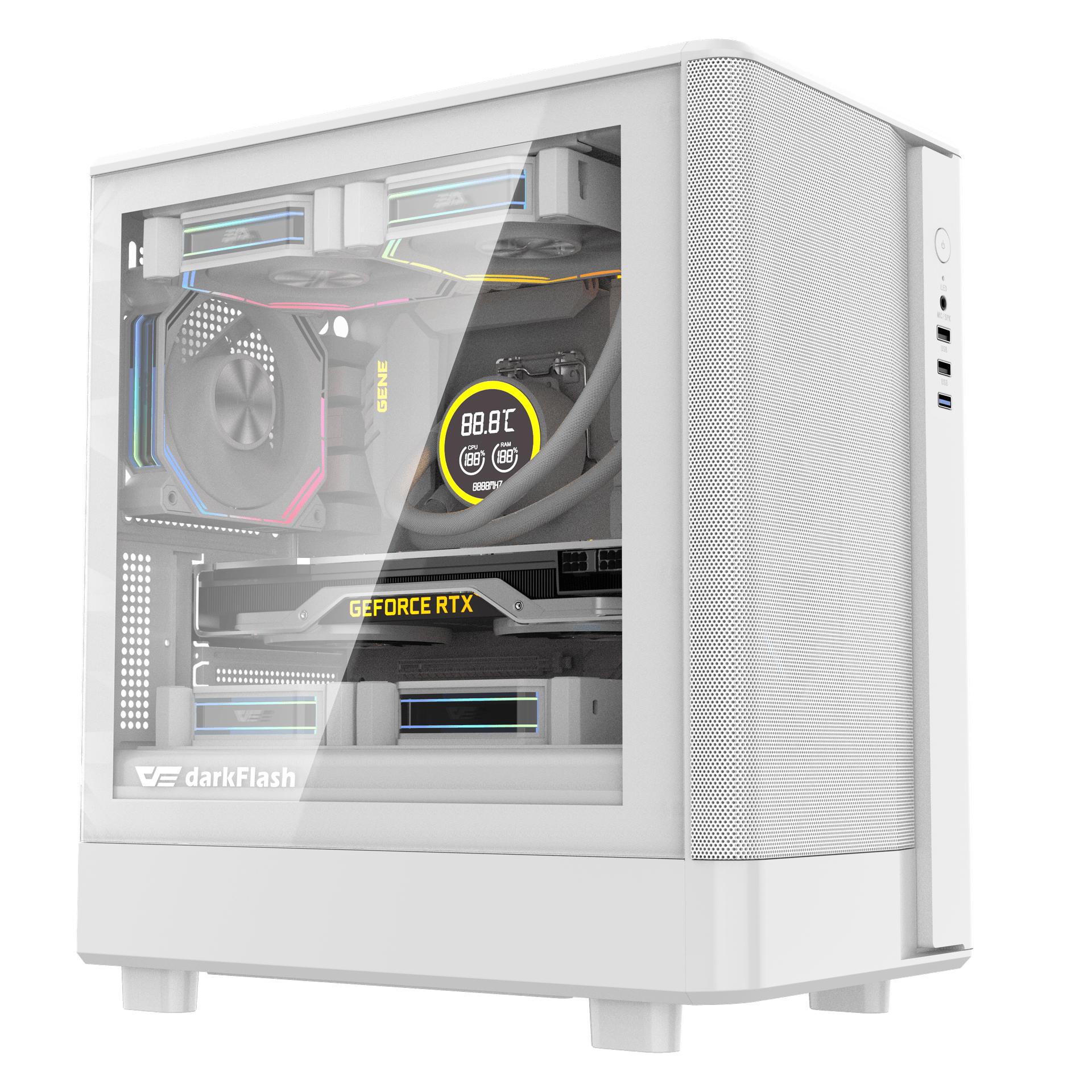 Thùng máy Case DarkFlash DB330M M-ATX | Mặt lưới, trắng