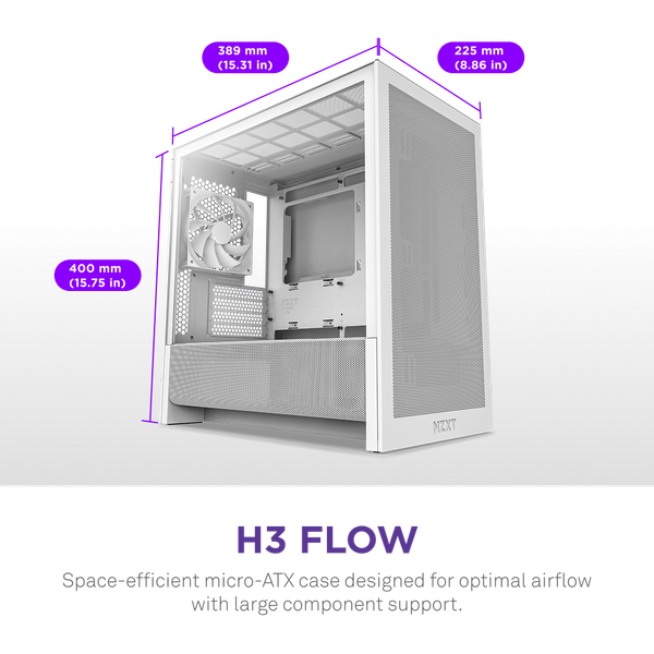  Thùng máy Case NZXT H3 Flow - Trắng (CC-H31FW-01) 