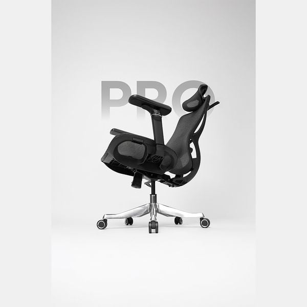  Ghế công thái học HYPERWORK Airy Pro | Đen, 150kg, Chân xoay, Lưng lưới 