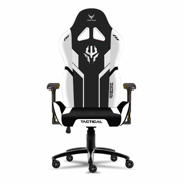  Ghế gaming CENTAUR Tactical Warrior | Đen trắng, 150kg, Chân xoay, Da PU 