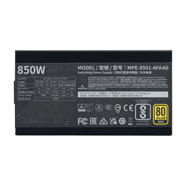  Nguồn máy tính COOLER MASTER MWE 850 Gold V2 850W 80 Plus Gold | Full Modular, ATX 