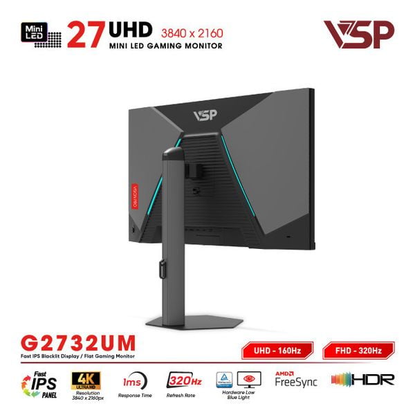  Màn hình Gaming VSP G2732UM | 27 inch, 4K/UHD, 160Hz, Mini-Led, Dual (độ phân giải) 