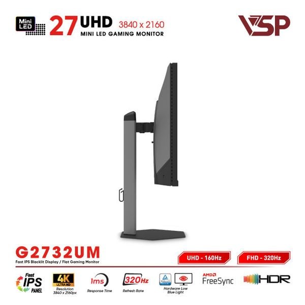  Màn hình Gaming VSP G2732UM | 27 inch, 4K/UHD, 160Hz, Mini-Led, Dual (độ phân giải) 
