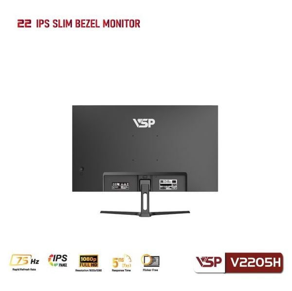  Màn hình VSP V2205H | 21.5 inch, Full HD, IPS, 75Hz, 5ms, HDMI + VGA, Phẳng 
