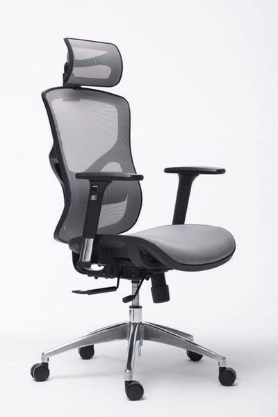  Ghế công thái học MANSON Vera | Xám, 120kg, Chân xoay, Lưng lưới 