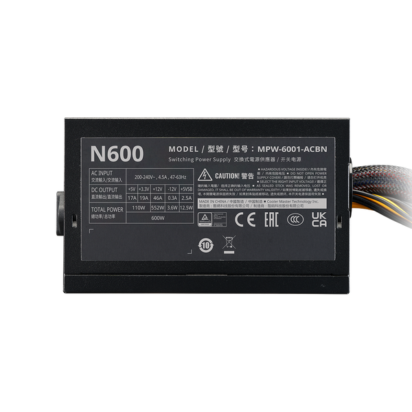  Nguồn máy tính Cooler Master Elite Nex N600 600W 230V (MPW-6001-ACBN-BEU) | Non Modular, ATX 