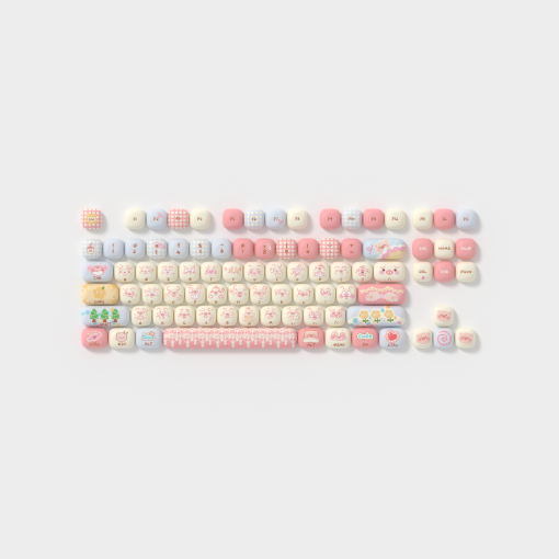  Keycap Akko set – Piggy Party Cute (PBT Dye-subbed / MOG profile / 139 nút). 