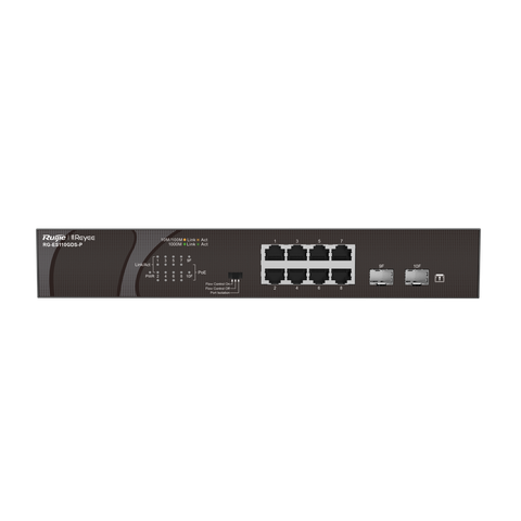 Switch Ruijie RG-ES110GDS-P | 10 cổng 10/100/1000Mbps, quản lý PoE thông minh