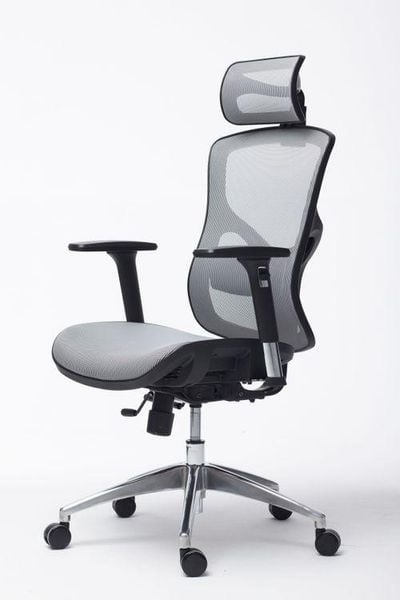  Ghế công thái học MANSON Vera | Xám, 120kg, Chân xoay, Lưng lưới 