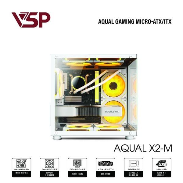  Thùng máy Aqual X2-M | Micro-ATX, Trắng 