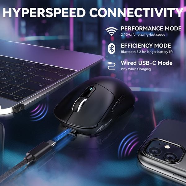  Chuột gaming Attack Shark X3 Wireless | 3 Mode, 26000 DPI, 49g, Đen 