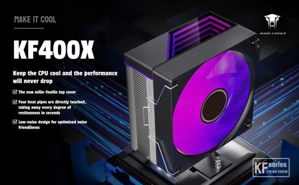  Tản nhiệt khí Leopard KF400X Black | RGB, Đen 