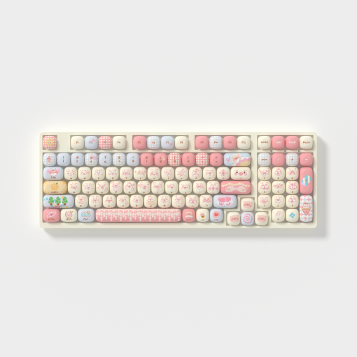  Keycap Akko set – Piggy Party Cute (PBT Dye-subbed / MOG profile / 139 nút). 