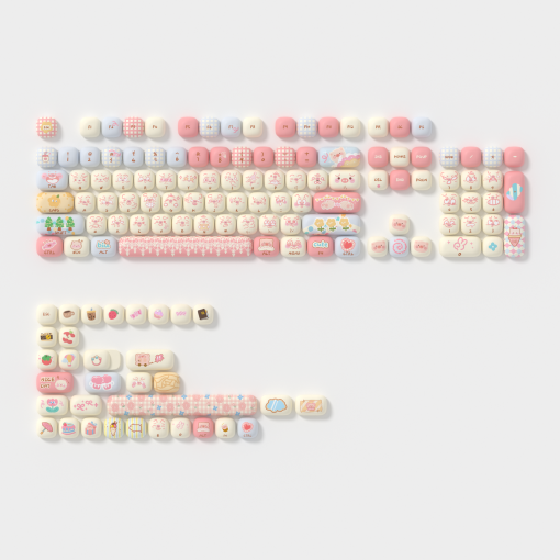  Keycap Akko set – Piggy Party Cute (PBT Dye-subbed / MOG profile / 139 nút). 