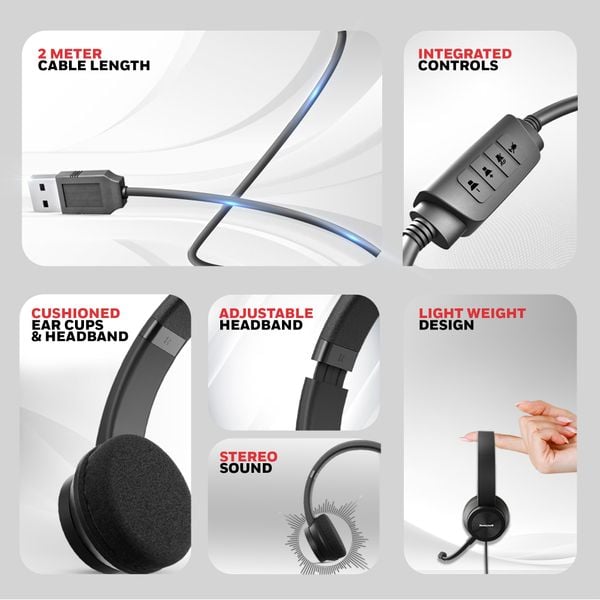  Tai nghe Honeywell Trueno U30 | Có dây, On-ear, Đen 