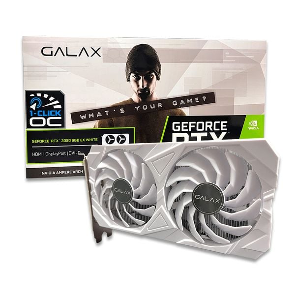  Card màn hình NVIDIA GeForce RTX 3050 Galax EX White | 6GB GDDR6, 2304 CUDA, 300W 
