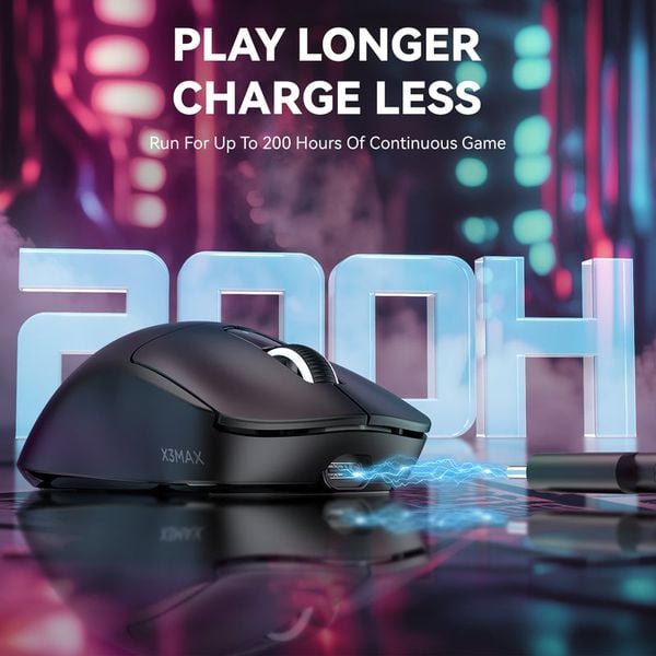  Chuột gaming Attack Shark X3 Wireless | 3 Mode, 26000 DPI, 49g, Đen 