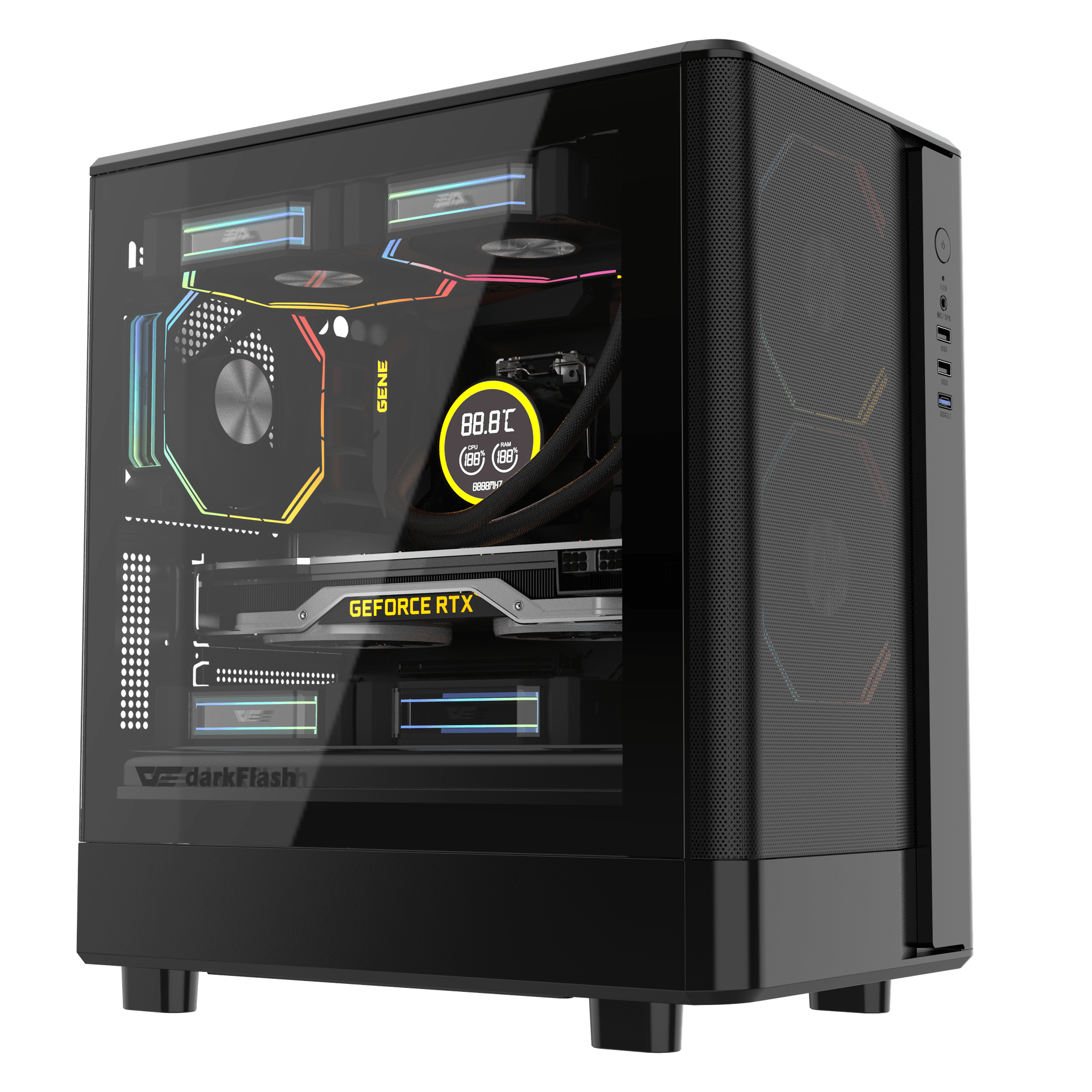 Thùng máy Case DarkFlash DB330M M-ATX | Mặt lưới, đen
