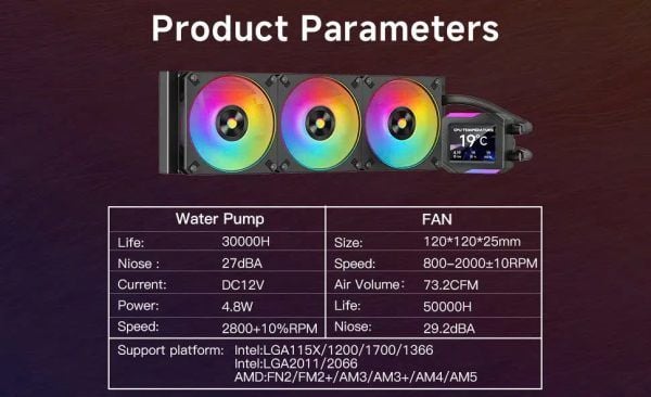 Tản nhiệt nước Leopard Astroshell 360 V2 Black | ARGB Display, Đen 