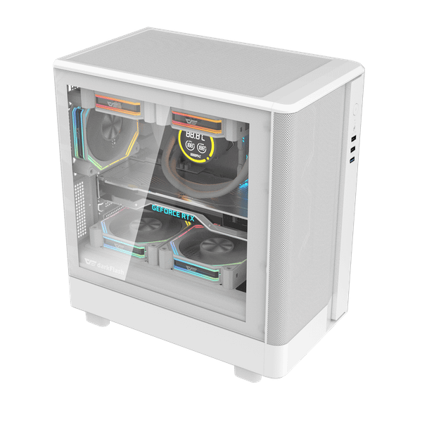  Thùng máy Case DarkFlash DB330M M-ATX | Mặt lưới, trắng 