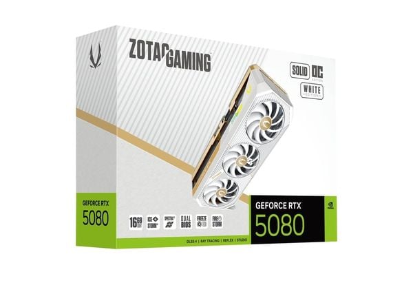  Card màn hình NVIDIA GeForce RTX 5080 ZOTAC SOLID White Edition OC | 16GB GDDR7, 10752 CUDA, 850W 