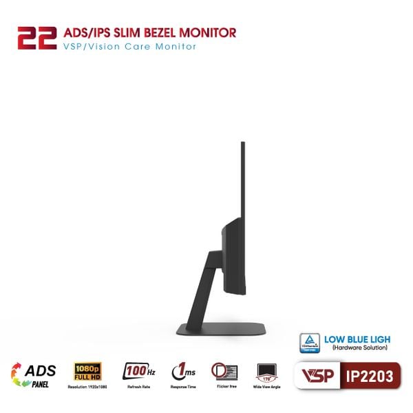  Màn hình Văn phòng VSP IP2203 | 22 inch, FHD, 100Hz, IPS 