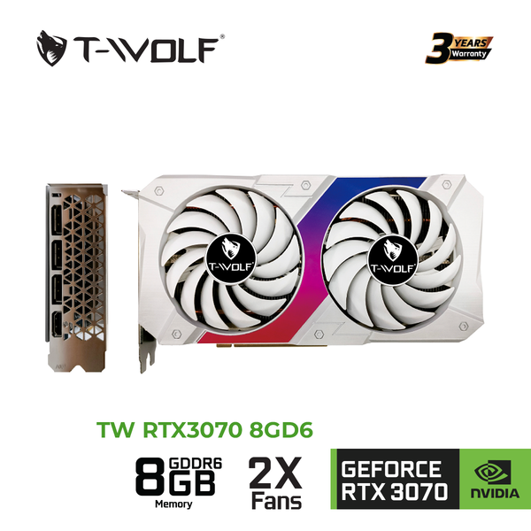  Card màn hình NVIDIA GeForce RTX 3070 T-Wolf White | 8GB GDDR6, 5888 CUDA, 650W 