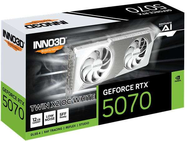  Card màn hình NVIDIA GeForce RTX 5070 INNO3D TWIN X2 OC WHITE OC | 12GB GDDR7, 6144 CUDA, 650W 