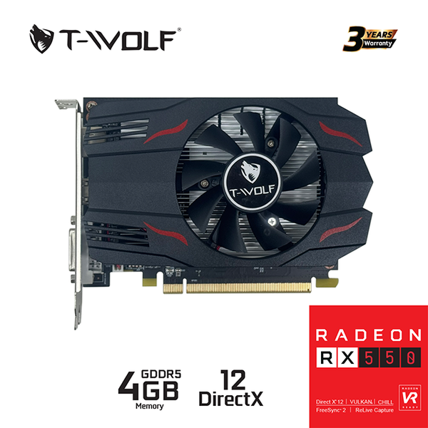  Card màn hình AMD Radeon RX 550 T-WOLF RX 550 | 4GB GDDR5, 512 SP, 350W 