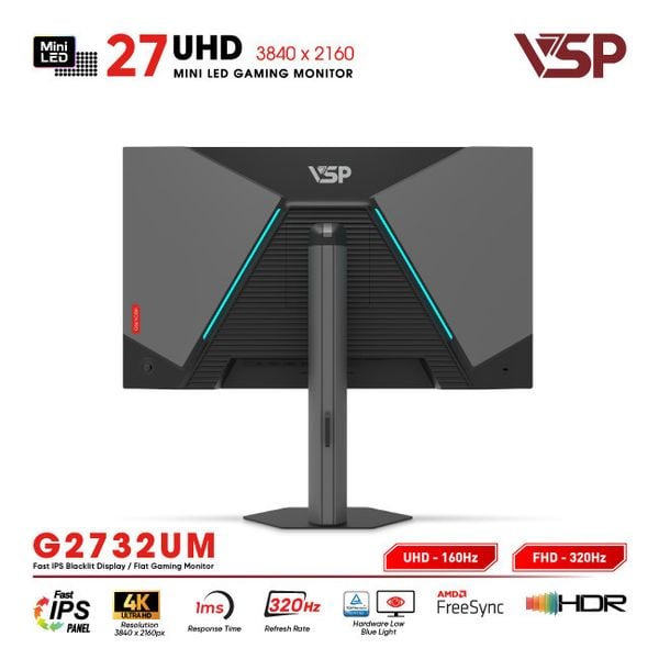  Màn hình Gaming VSP G2732UM | 27 inch, 4K/UHD, 160Hz, Mini-Led, Dual (độ phân giải) 