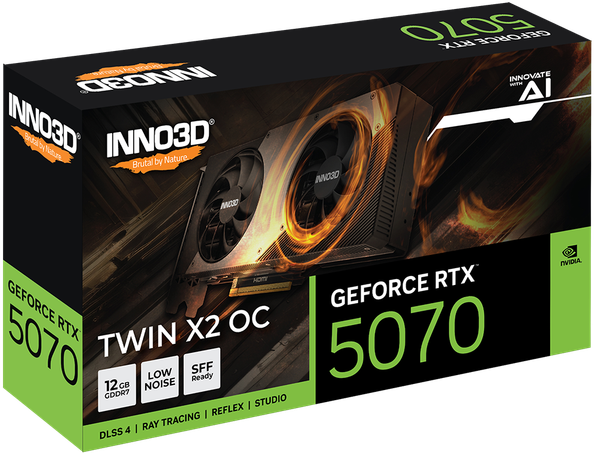  Card màn hình NVIDIA GeForce RTX 5070 INNO3D TWIN X2 OC | 12GB GDDR7, 6144 CUDA, 650W 