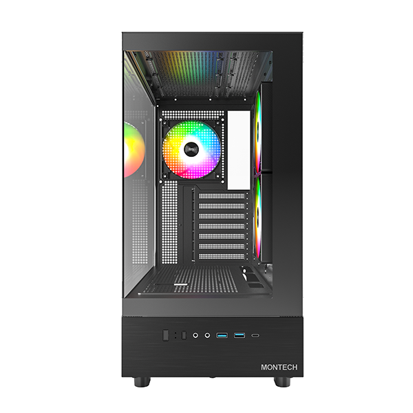  Thùng máy Montech XR ATX - Black | Hồ cá, kèm sẵn 3 fan 