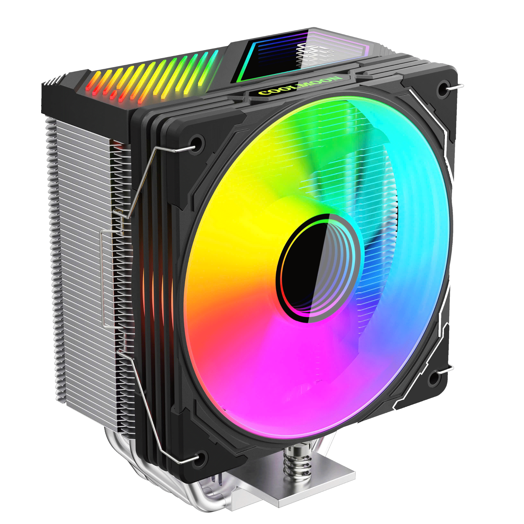 Tản nhiệt khí CPU CoolMoon GT600 ARGB - Black (Hiển thị nhiệt độ)