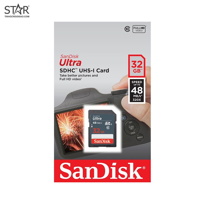 Thẻ nhớ SD Sandisk Ultra 32G Class 10 (SDSDUNB-032G-GN3IN)