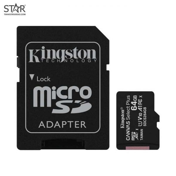 Thẻ nhớ Micro SD Kingston 64G Canvas Select Plus C10 U1 100MB/s Chính Hãng (SDCS2/64GB)