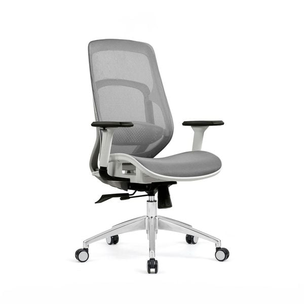  Ghế công thái học HYPERWORK Airy | Trắng, 120kg, Chân xoay, Lưng lưới 