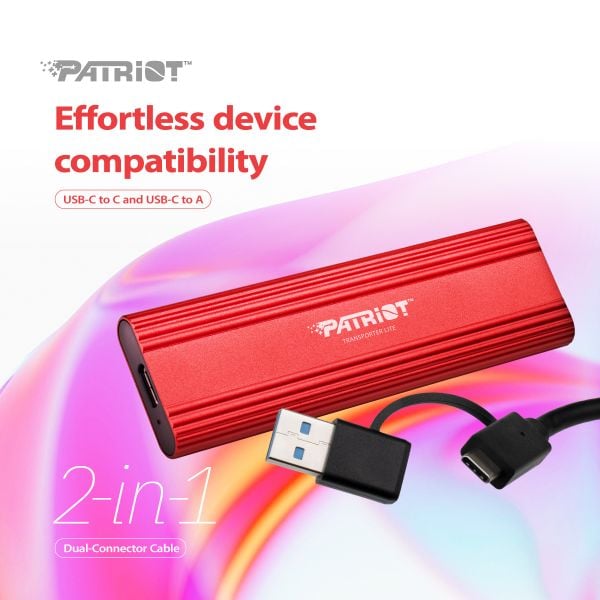  Ổ cứng SSD di động Patriot Transporter Lite 1TB | USB 3.2 Gen 1, Portable (PTPL1TBPEC) 