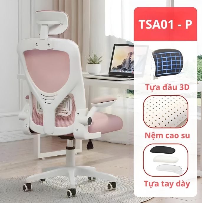 Ghế công thái học TSA01-P | Hồng